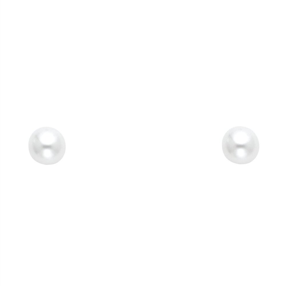 14KT GOLD SYNTHETIC PEARL SCREW BACK STUD EARRINGS 5MM - Picture 7 of 7